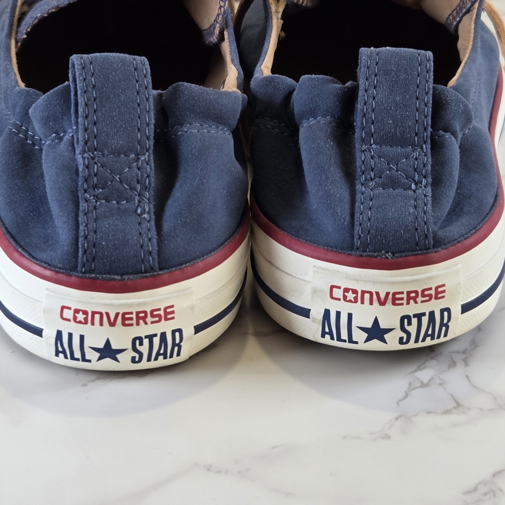 Converse Navy Canvas Low Top Sneakers with Tan Accents - Picture 4 of 6
